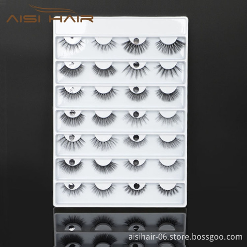 Aisi Hair Hotsale Fast Delivery Luxury Packaging Black White Stripe Lash Box Synthetic Fake Makeup Eye Lashes
